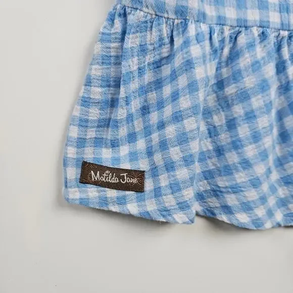 Matilda Jane  Rural Route Gingham Blue White Top Size S Floral - Picture 5 of 8